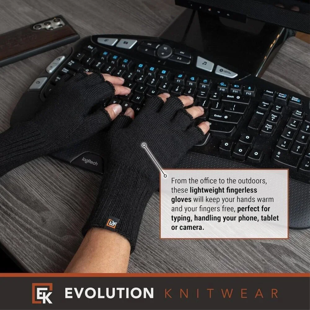 Women's Black Super Soft Baby Alpaca Revolutionary Knitting Fingerless Gloves